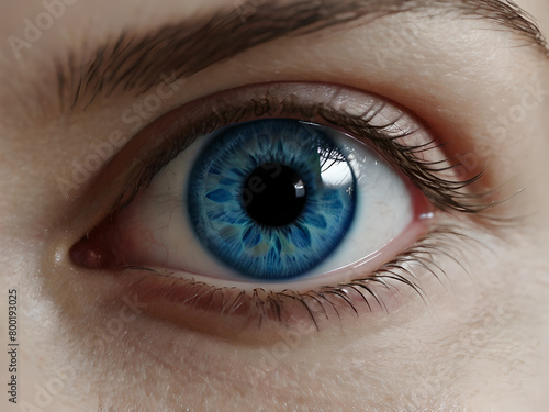 A human blue eye realistic beautiful. Eye. Generative Ai background