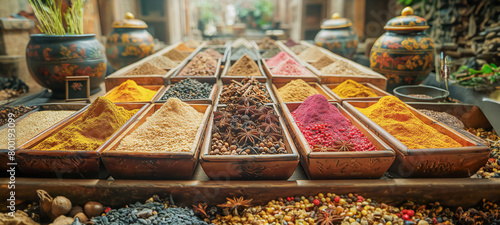 Cooking with exotic spices from around the world. Images generated by AI photo