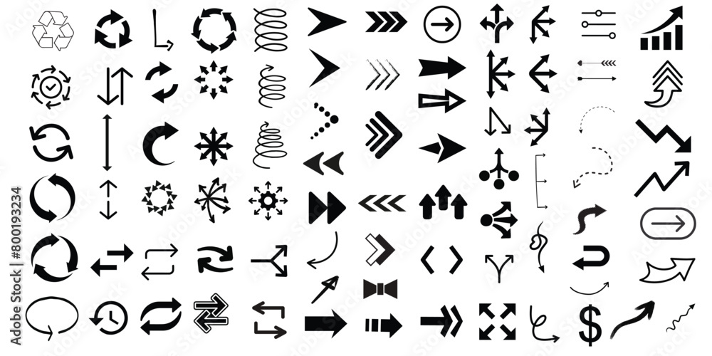 Arrow Icon. Arrows Big Black Set Icons. Arrow vector collection. Arrow. Cursor. 
