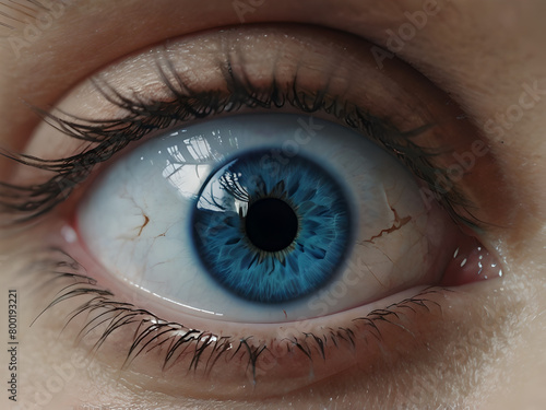 A human blue eye realistic beautiful. Eye. Generated Ai backgournd (ID: 800193221)