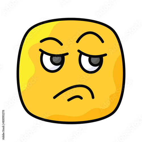 Pixel perfect icon of jealous emoji, isolated on white background