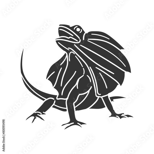 Frilled Dragon Lizard Icon Silhouette Illustration. Reptile Vector Graphic Pictogram Symbol Clip Art. Doodle Sketch Black Sign.