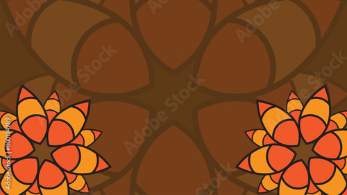 Vector hand drawn doodle mandala. brown background colourful mandala (ID: 800194289)
