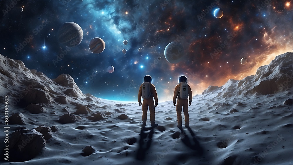 Obraz premium moon and stars Journey Through the Celestial Tapestry Exploring the Cosmos