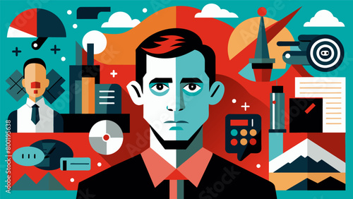 A mixed media collage featuring magazine outs of stereotypically masculine traits and objects arranged in a chaotic and unsettling manner to question.