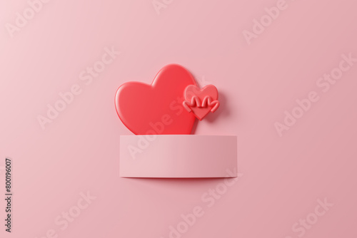 Happy Mothers' s Day, copy space for message with hearts. Mothers day thanks design concept. Happiness in pink background. Festive banner for valentine's day, birthday, woman day. 3d rendering photo