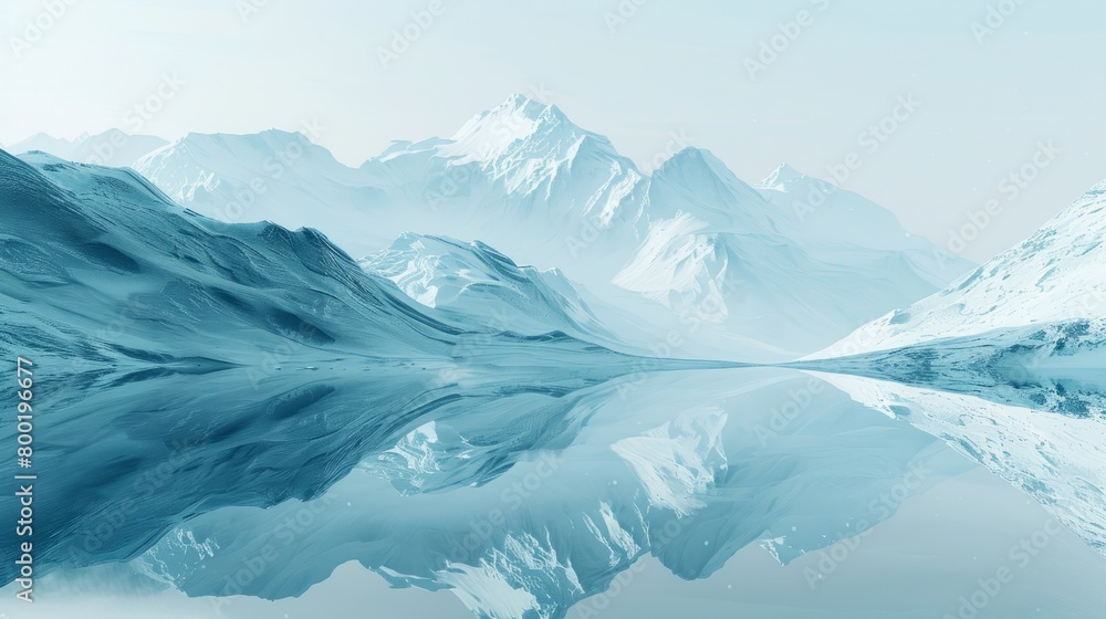 A beautiful winter landscape with snow-capped mountains and a frozen lake. A beautiful winter landscape with snow-capped mountains and a frozen lake.