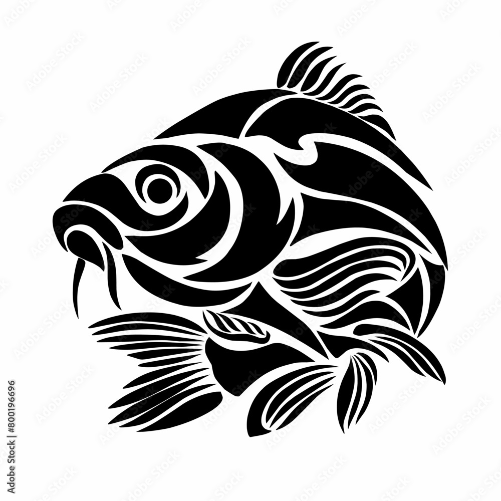 illustration vector graphics of tribal art design gold koi fish tattoo