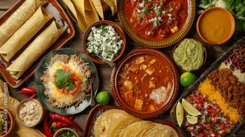A spread of traditional Mexican dishes including tacos enchiladas and tamales all made with fresh and local ingredients.