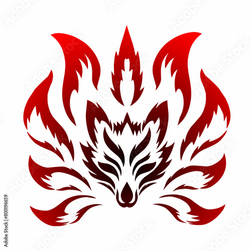 illustration vector graphics of tribal art design nine tailed fox tattoo for symbol