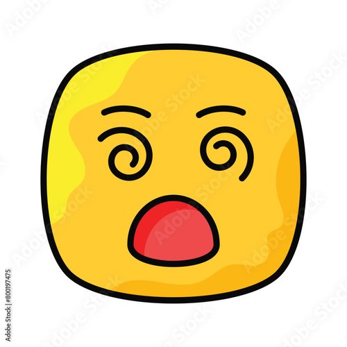 Dizzy emoji icon, dizziness expression vector design