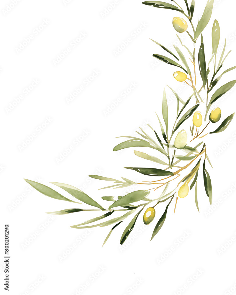 Fototapeta premium Olive branch, Hand drawn wedding card
