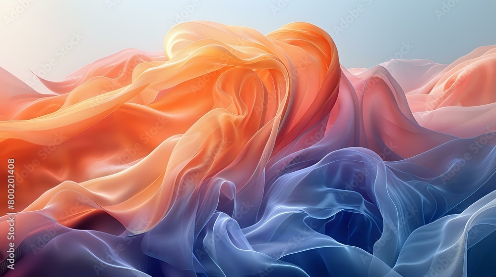 Soothing Blue and Warm Orange Tones in Intricate Digital Art