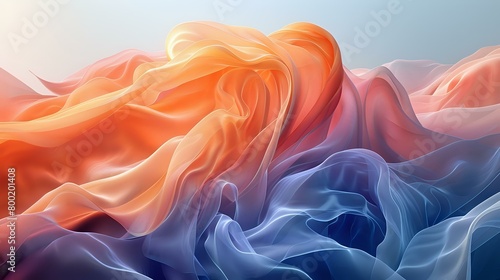 Soothing Blue and Warm Orange Tones in Intricate Digital Art