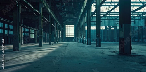 a large open space inside an empty and abandoned industrial warehouse