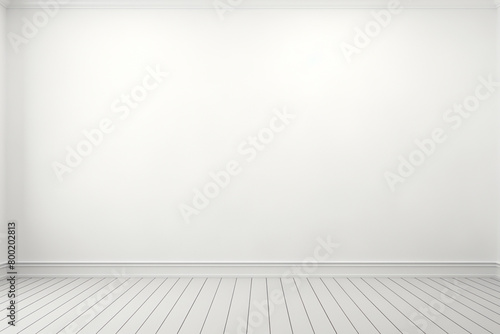 White empty room with white walls  white floor and wooden shelves. 3d rendering mock up