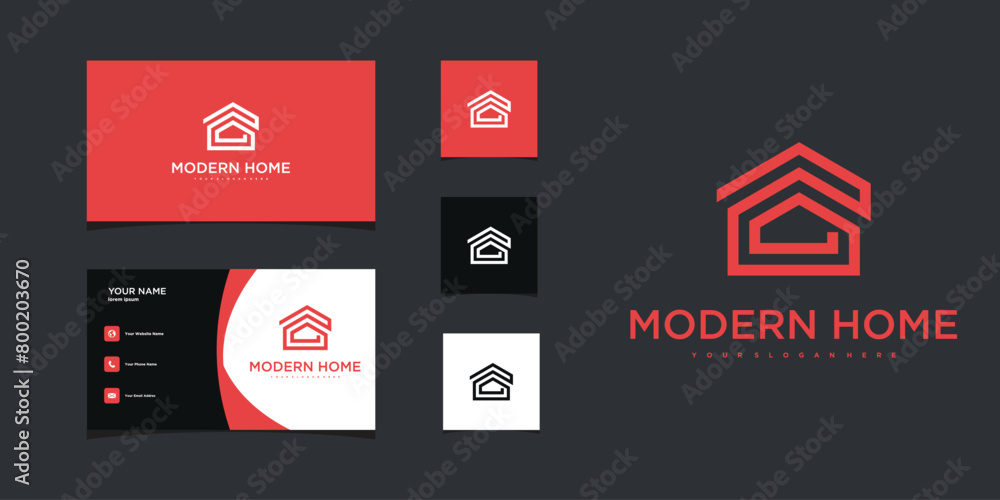 Modern home logo design for real estate and building property construction. Premium Vector