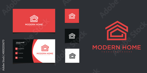 Modern home logo design for real estate and building property construction. Premium Vector