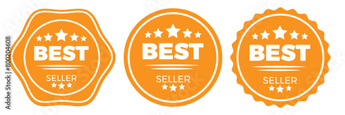 Set of yellow best seller stickers, badges, labels vector illustration. Vintage Bestseller Vector Icons.