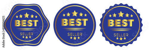 Best seller icon badge set. Set of best seller emblem for sale, special offer, promotion, advertising. 11:11