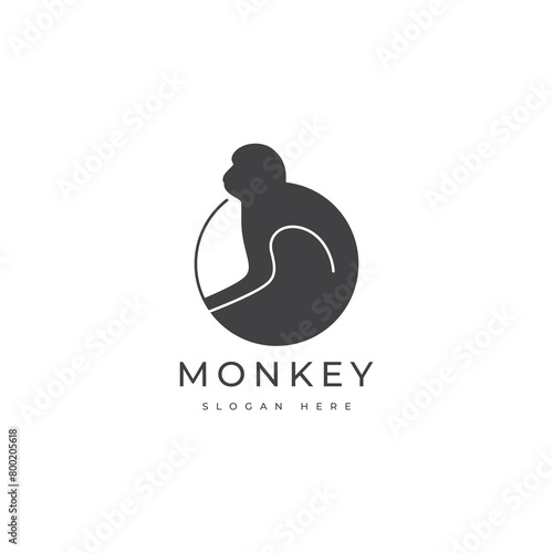 Canvas Print monkey animal logo design graphic vector