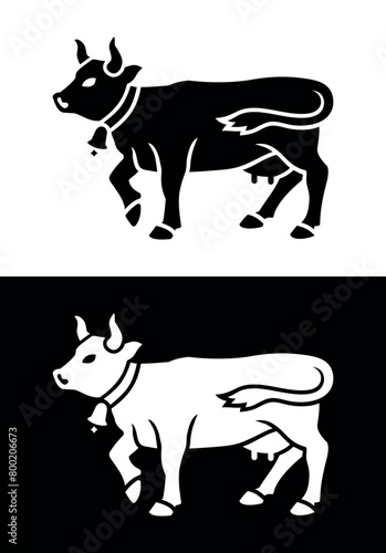 Cow icon. Symbol of milk, farm or dairy products. Attribute of a village or farmer.