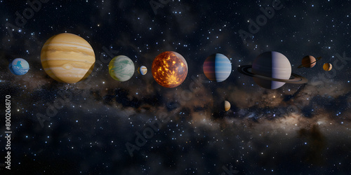 Gal  xia com Estrelas e Planetas Coloridos
