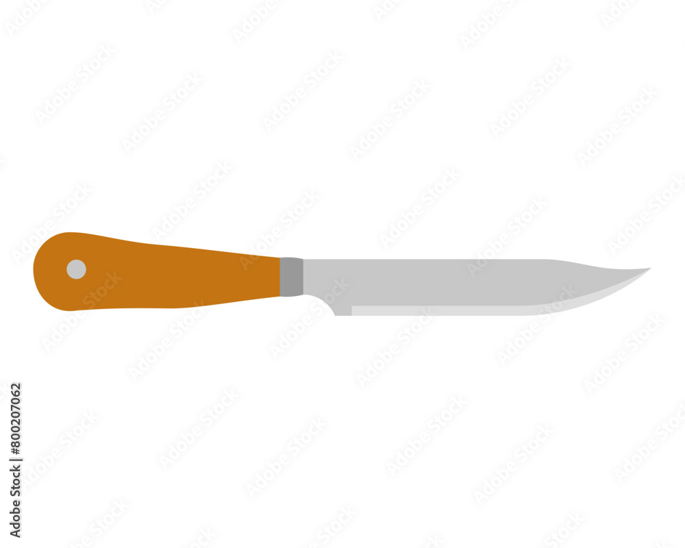 Kitchen knife cutter with handle and sharp blade in flat style. Knife icon steel vector kitchenware cooking equipment Kitchen knife cutter with handle and sharp blade in flat style. Knife icon steel vector kitchenware cooking equipment