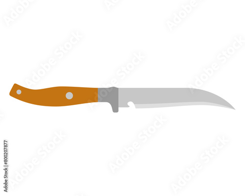 Kitchen knife cutter with handle and sharp blade in flat style. Knife icon steel vector kitchenware cooking equipment