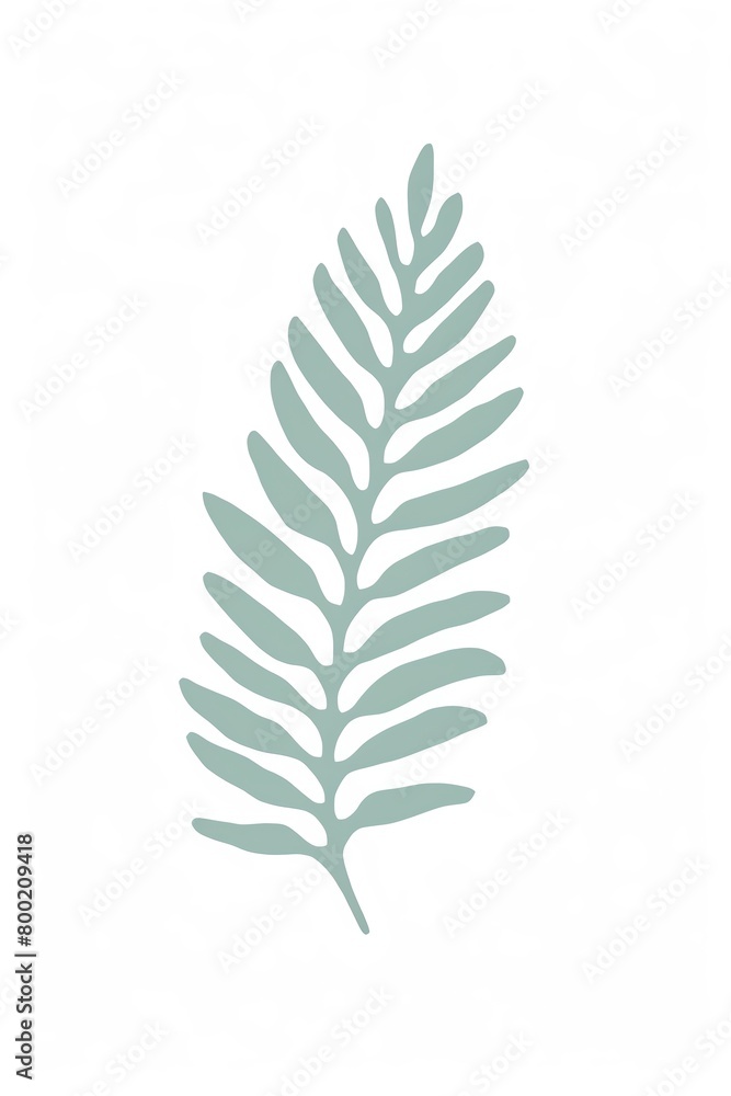 A delicate fern leaf with intricate patterns and a deep green color, laid out flat against a white background to focus on its delicate structure and natural beauty. cartoon drawing, water color style, A delicate fern leaf with intricate patterns and a deep green color, laid out flat against a white background to focus on its delicate structure and natural beauty. cartoon drawing, water color style,