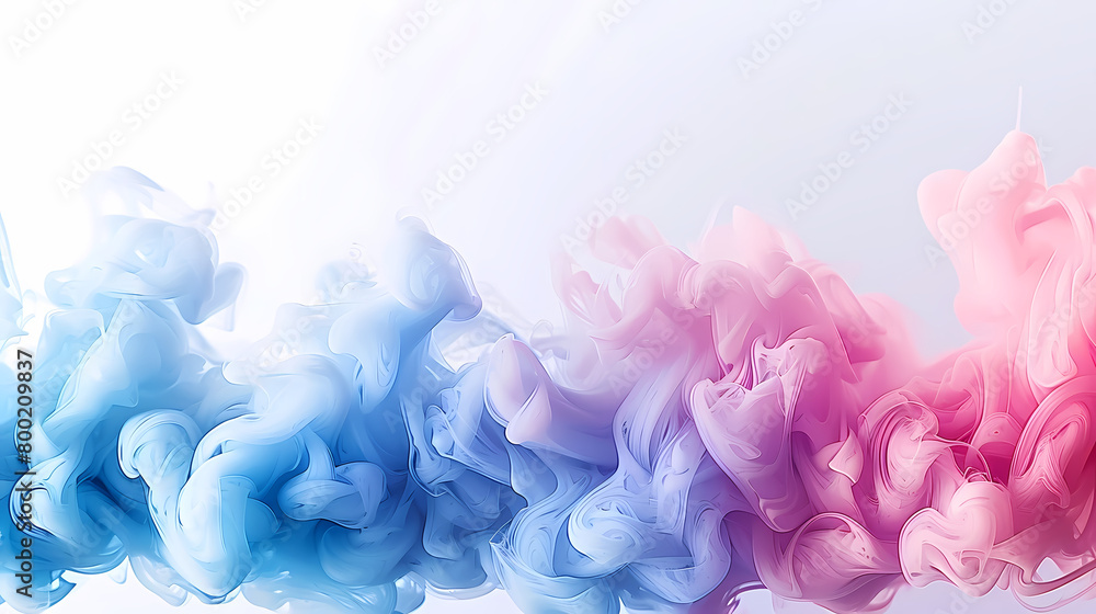 Fototapeta premium Pink and Blue Smoke Swirling Together on a Light Background