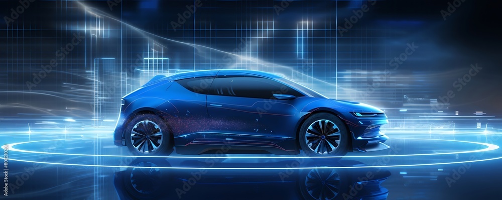 Heads-Up Display Banner Depiction of an Advanced Electric Smart Car Heads-Up Display Banner Depiction of an Advanced Electric Smart Car