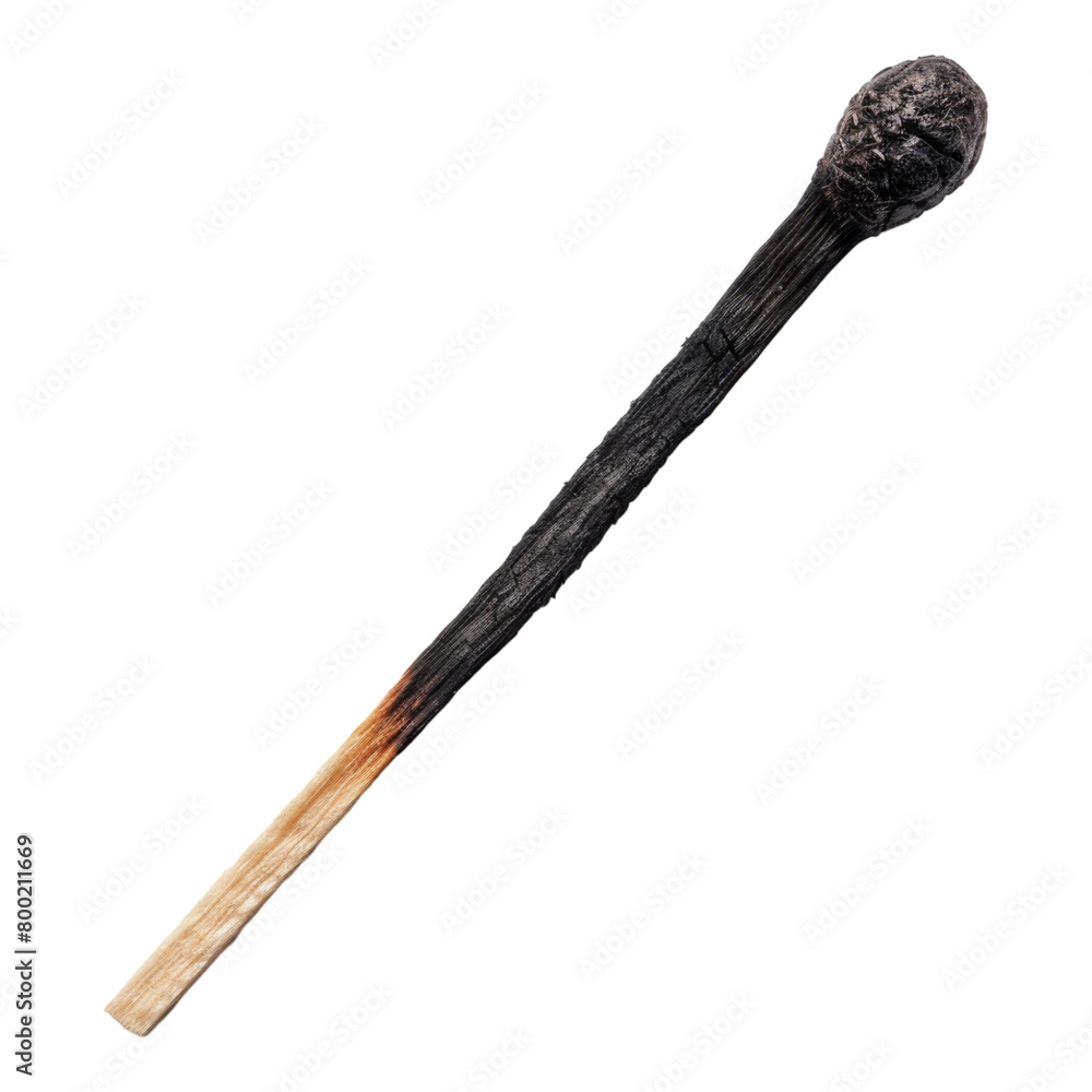 Burnt match stick isolated on transparent background Burnt match stick isolated on transparent background