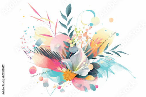 vintage Background abstract flower with colorful blots. Vector design