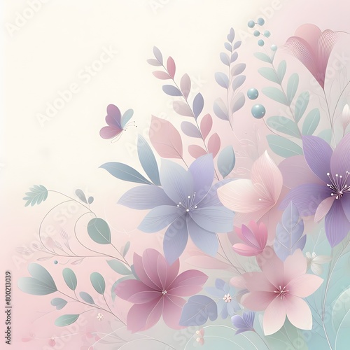 Floral background with flowers in pastel colors. Vector illustration generated by ai