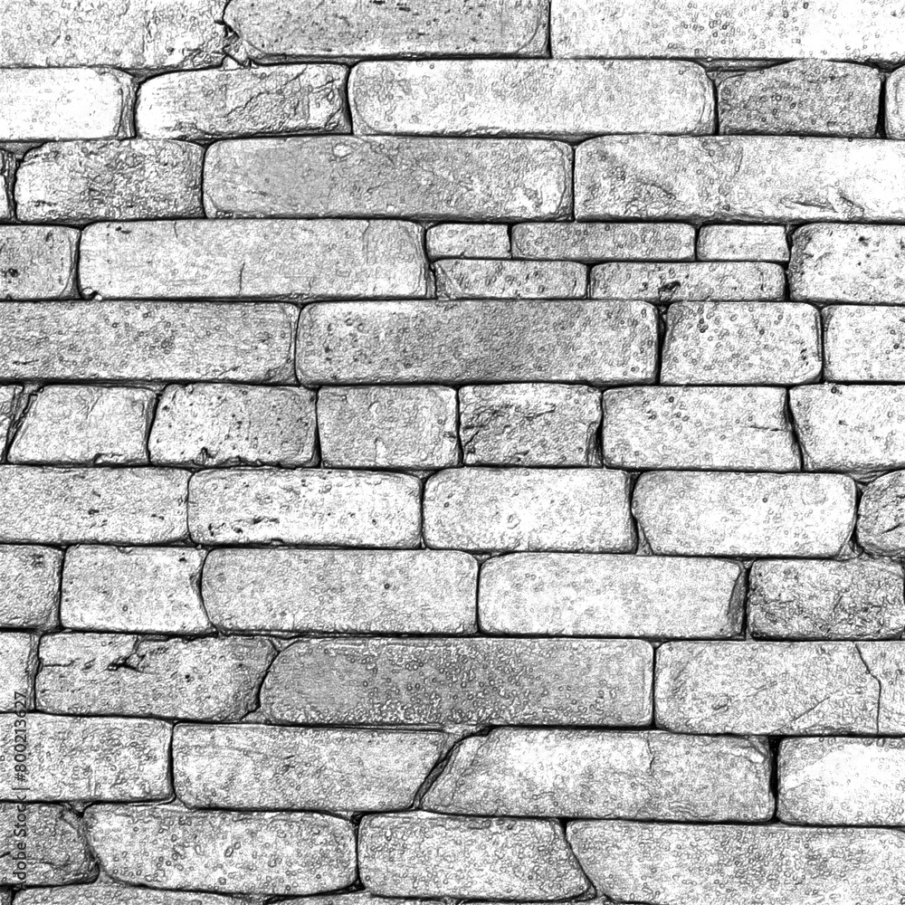 Fototapeta premium Orange brick texture. Pencil sketch drawing illustration