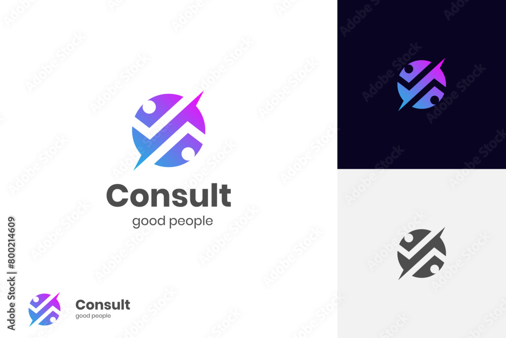 business consult success Logo with People Check graphic round shape, human good service icon symbol, analysis health check logo element business consult success Logo with People Check graphic round shape, human good service icon symbol, analysis health check logo element