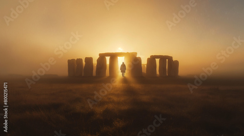  a photo of Stonehenge at sunrise. photo