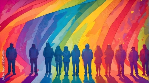 Rainbow Individuals on a Vibrant Abstract Background