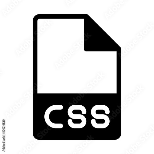 Css file type icon. document files and folder format symbol icons, in solid style.