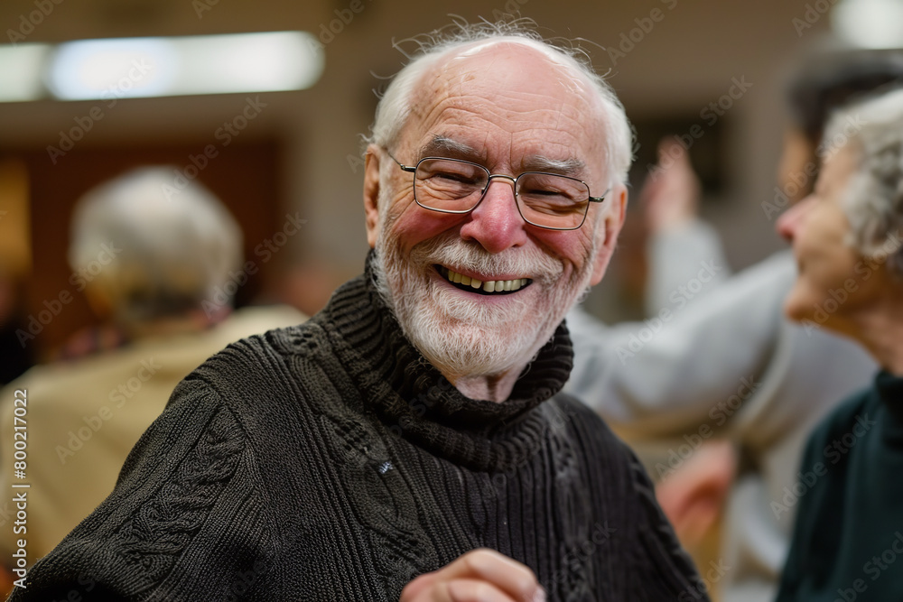 Retirees participate in a community dance class - enjoying the physical and social benefits of dancing in their retirement Retirees participate in a community dance class - enjoying the physical and social benefits of dancing in their retirement