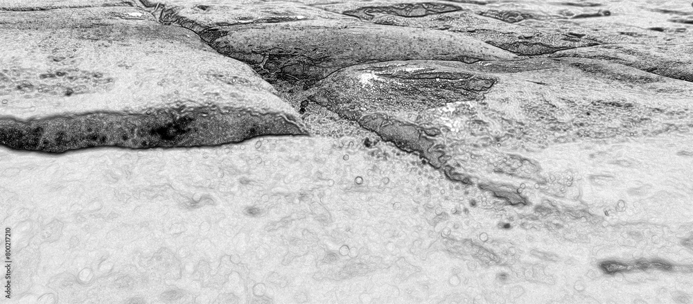 Road pavement made of stones, close view black and white background. Pencil sketch drawing illustration Road pavement made of stones, close view black and white background. Pencil sketch drawing illustration