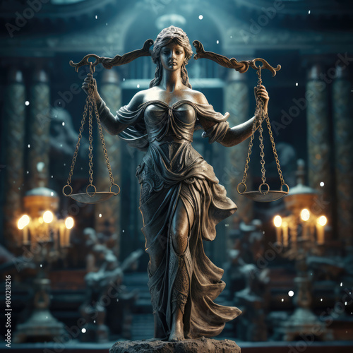 generated Illustration of powerful libra lady. Justice god. Symbol of rights