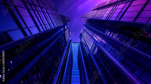 Skyscrapers in a business district at night. 3d rendering