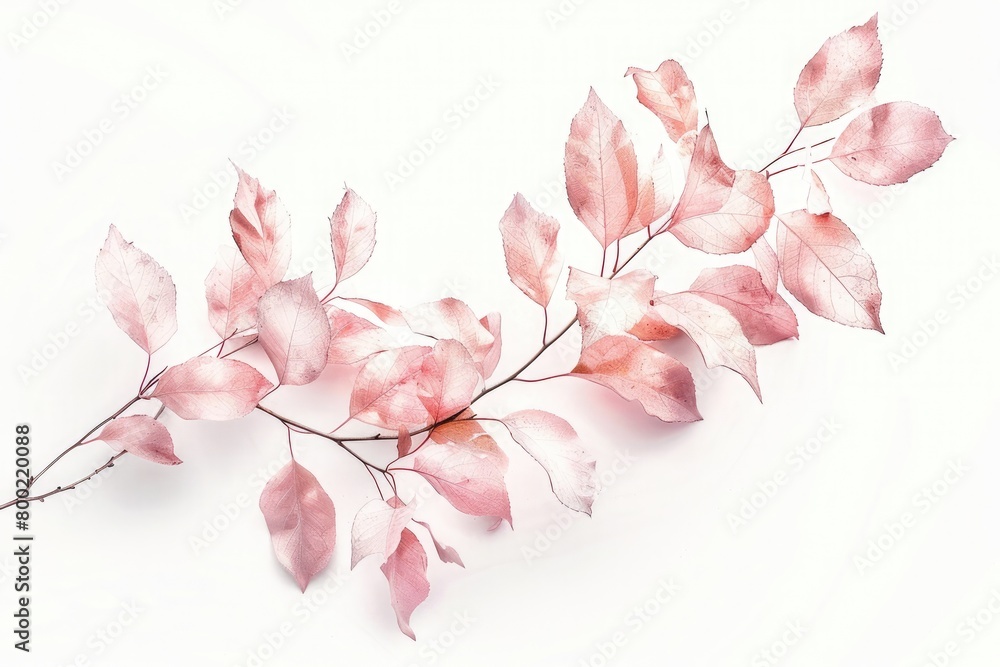Fototapeta premium A minimalist nature scene with watercolor-style branch leaves in muted shades