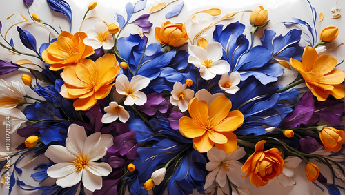 Sophisticated and beautifully multi colored vibrant flower background with violet white and yellow colors