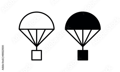 Parachute icon. Symbol of descent, flight or freedom. Device for lowering loads.