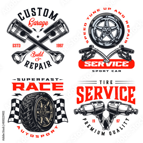 Car service colorful set posters