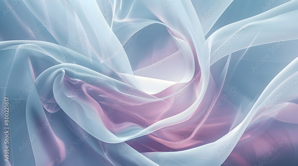 Obraz premium A high-definition photo capturing an abstract geometric design, featuring soft, flowing lines intersecting with sharp angles, set in a pastel color palette of blues and pinks