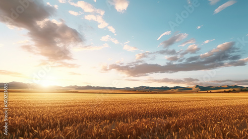An isolated sunset farmland scene set against a stark white background